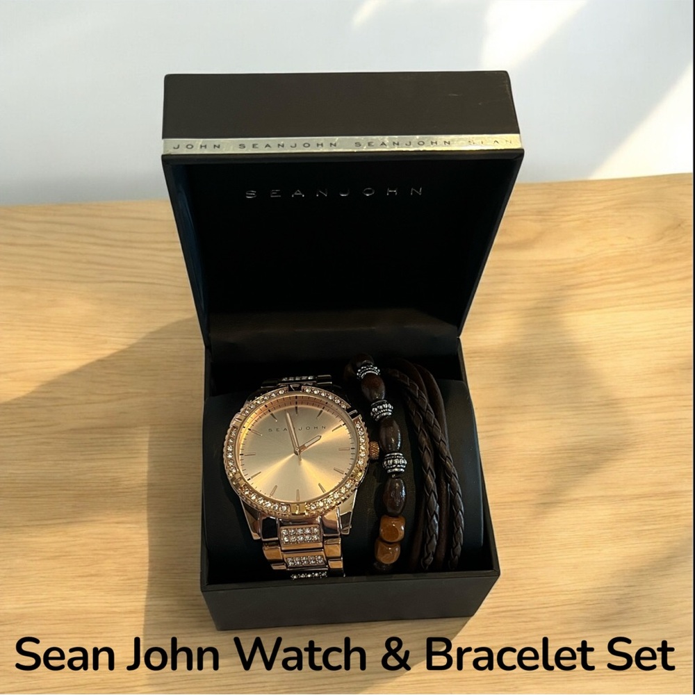 Sean John Men’s 3 Hands Watch & Bracelet Set NWT